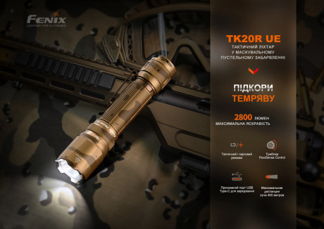 Тактический фонарь Fenix TK20R UE 2800 лм Песочный Тактический фонарь Fenix TK20R UE 2800 лм Песочный