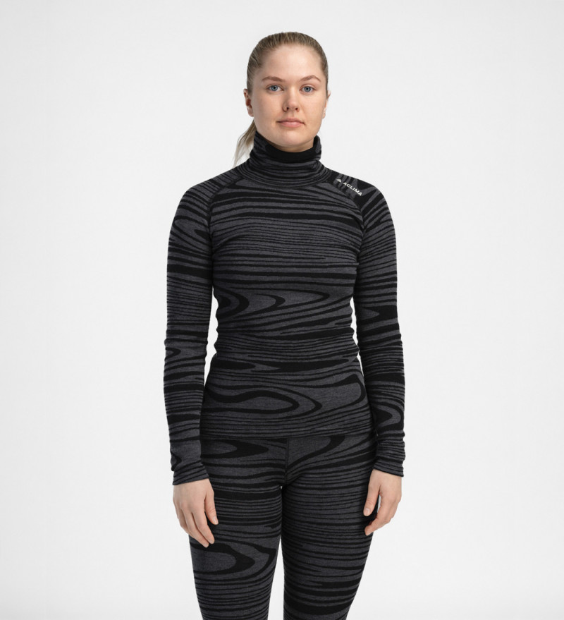 Термокофта жен. Aclima WarmWool 200 Roll Neck W's Black Motion S